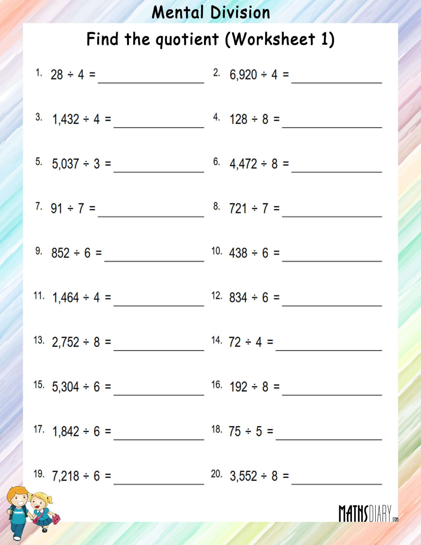 Math Worksheet Division