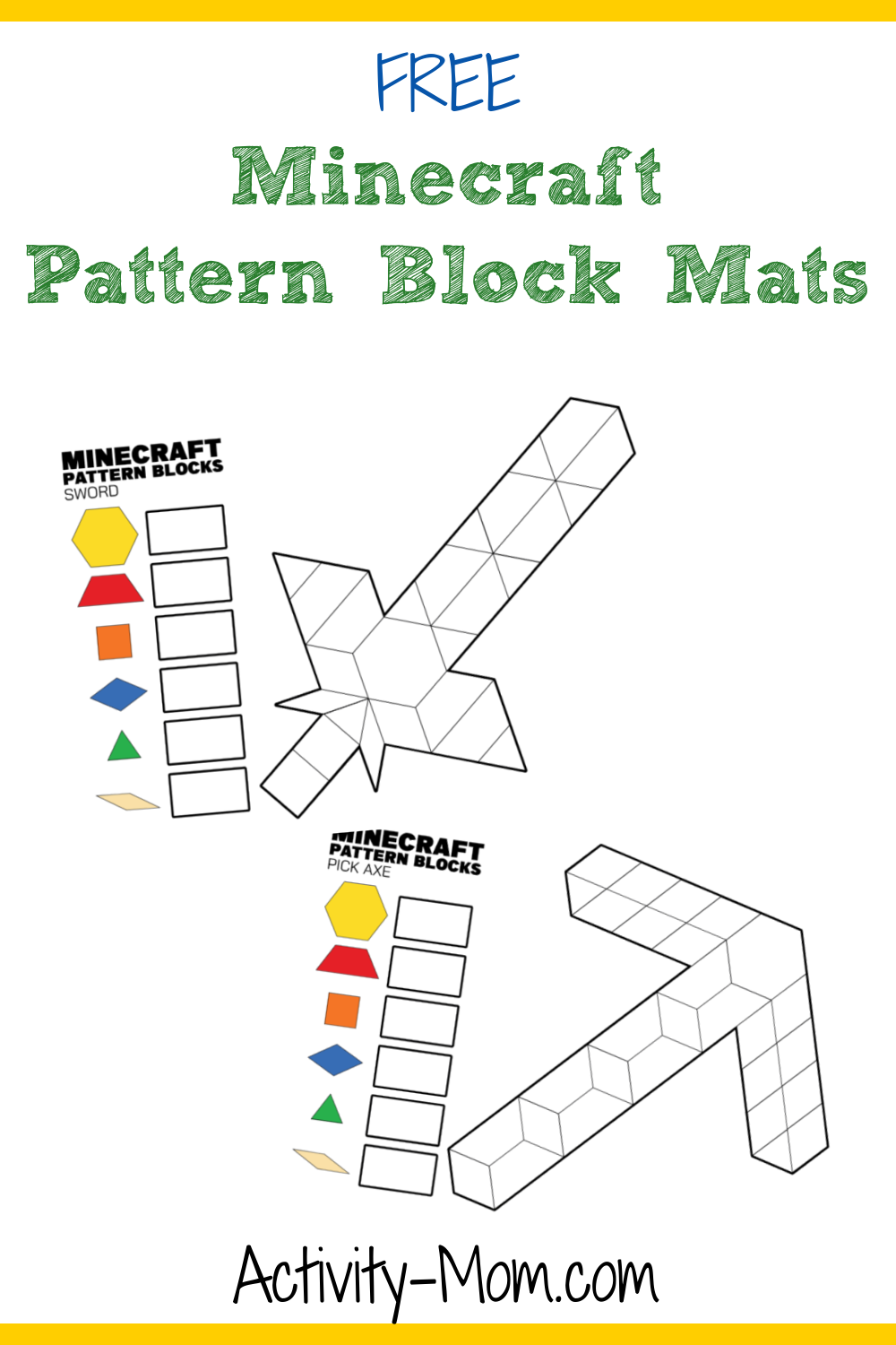 Minecraft Pattern Block Mats free The Activity Mom