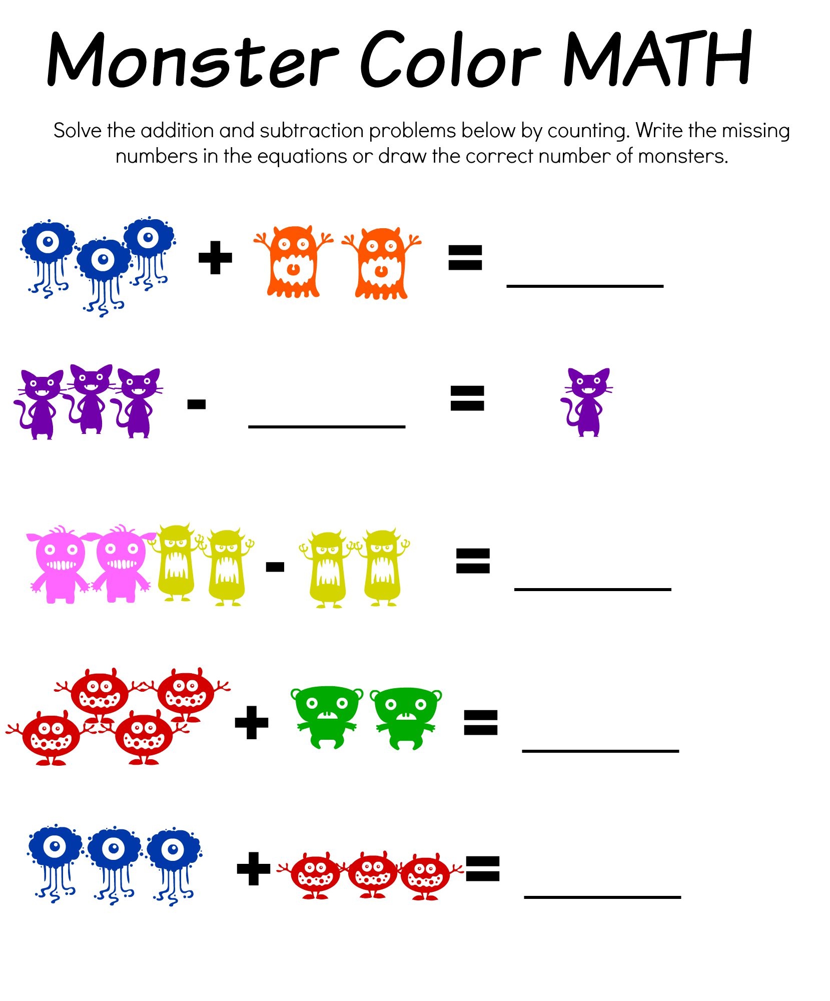 Monster Math And Bingo Printables Manic Mama Of 3