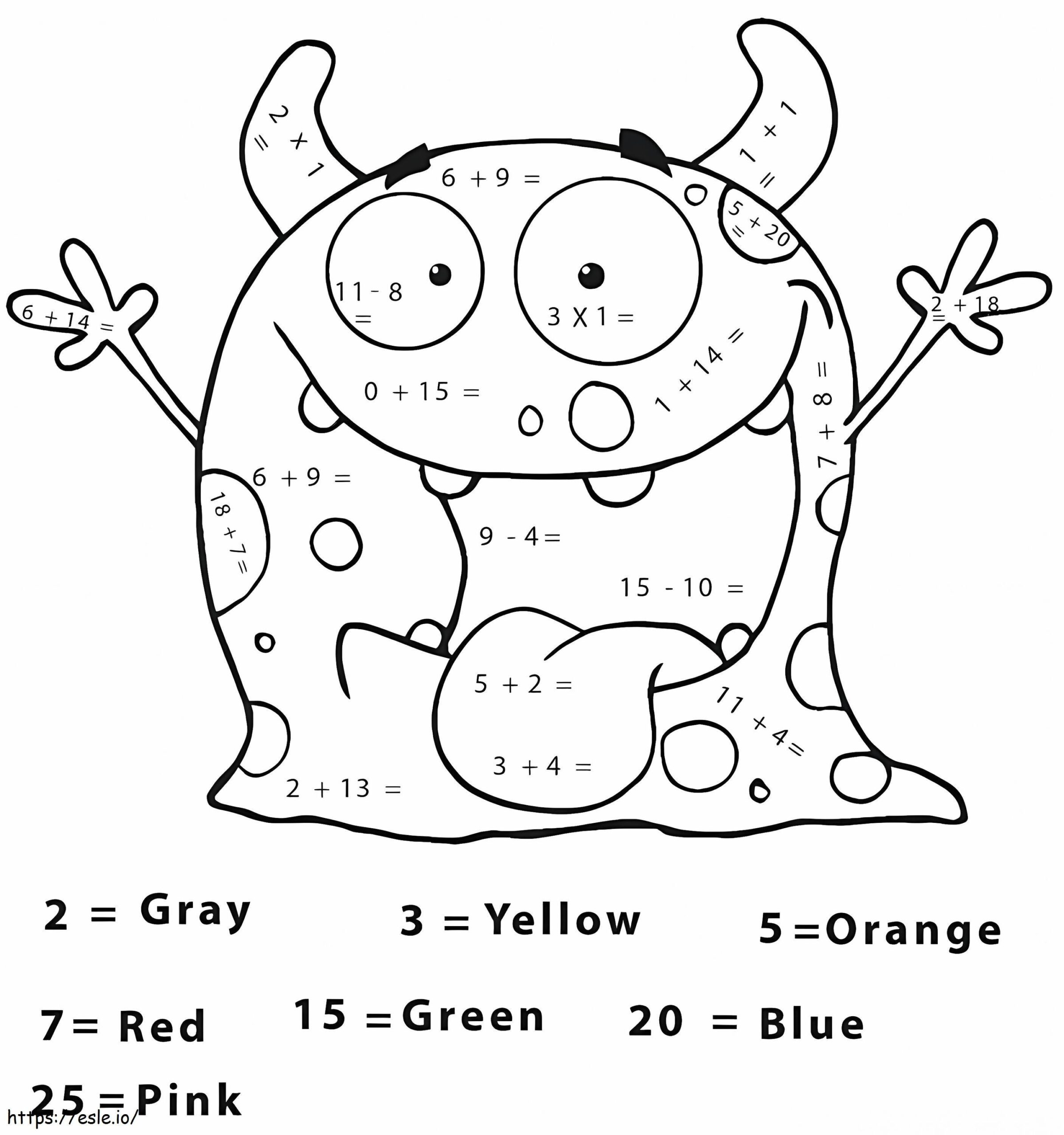 Monster Math Worksheet Coloring Page