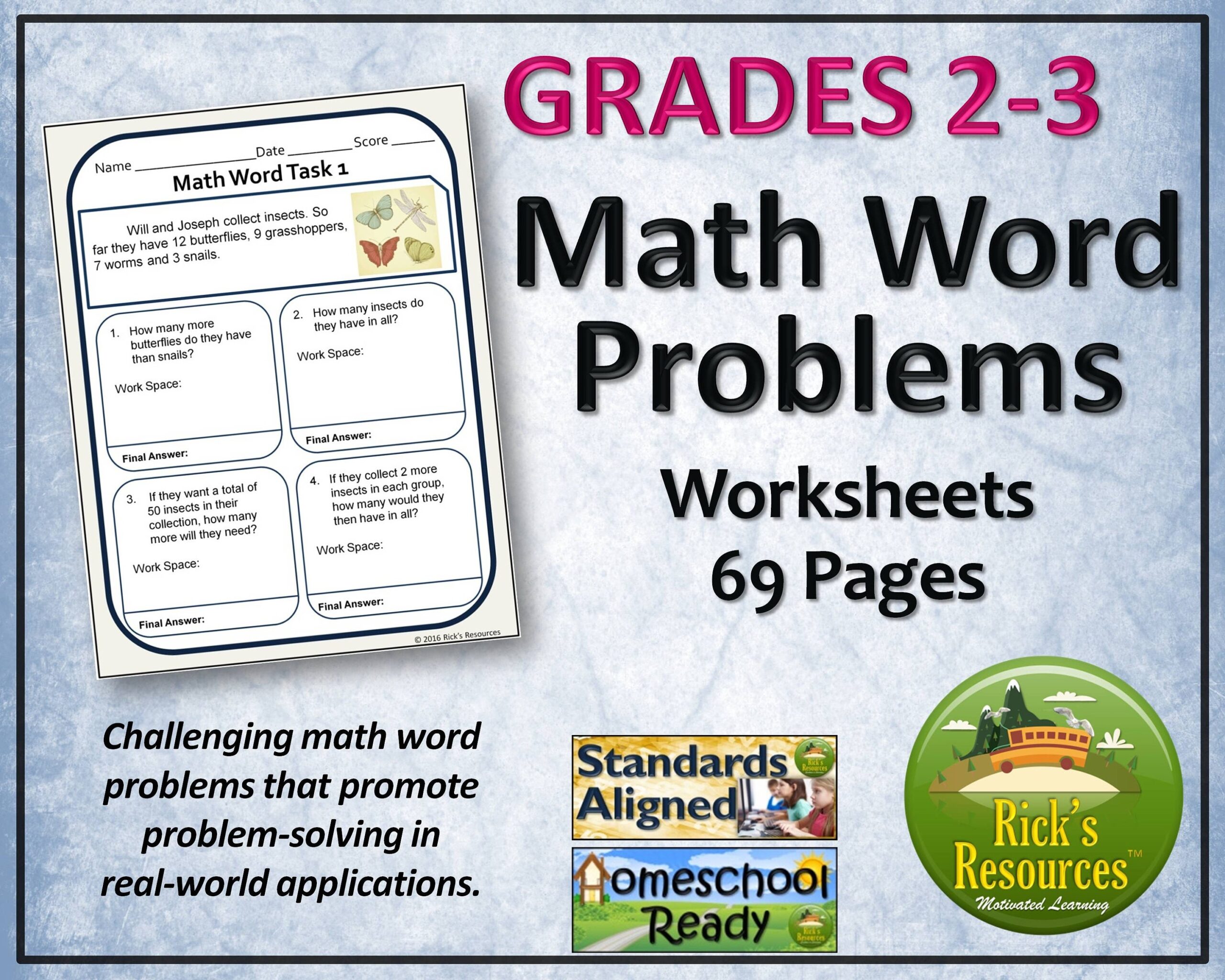 Multi step Word Problems Math Worksheets Grade 2 Grade 3 Etsy