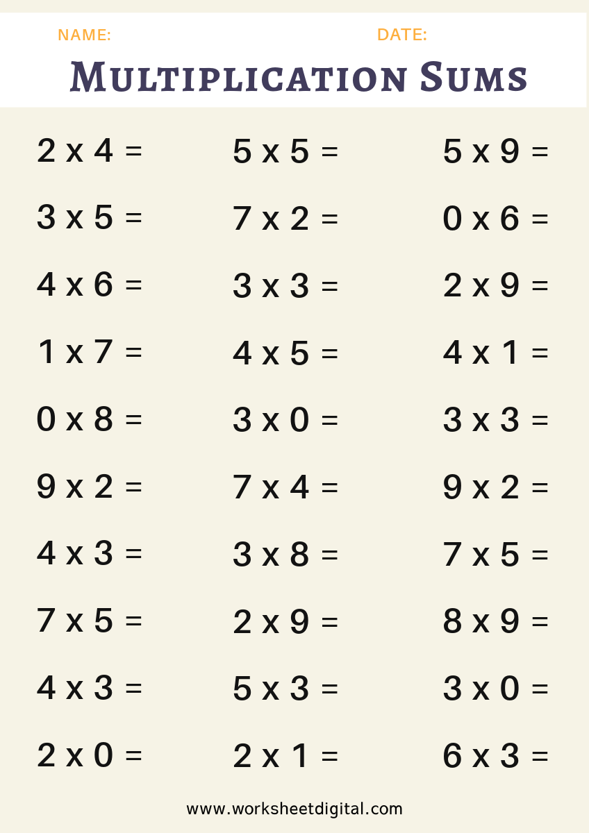 Multiple Math Worksheets