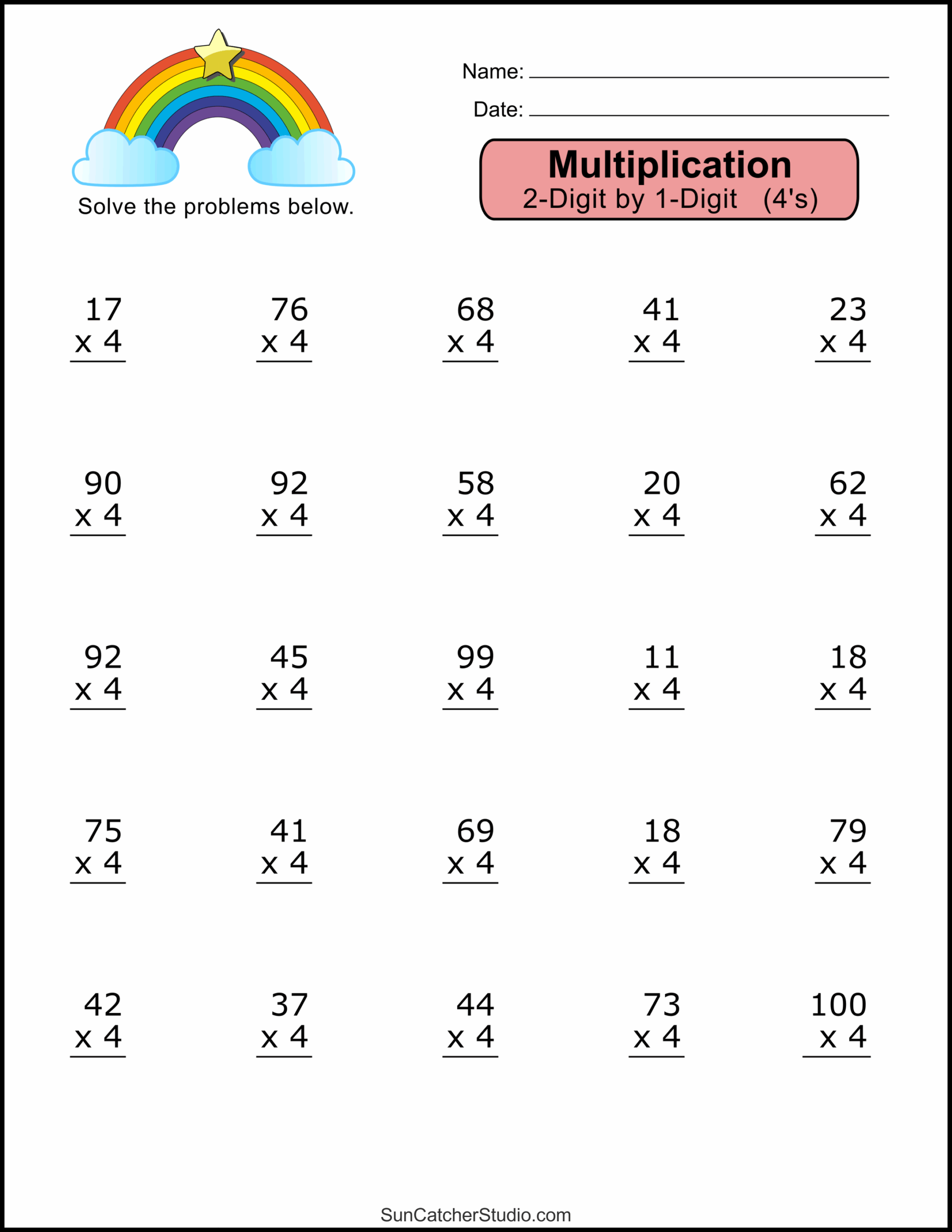 Multiplication Worksheets 2 Digit By 1 Digit Math Drills DIY Worksheets Library