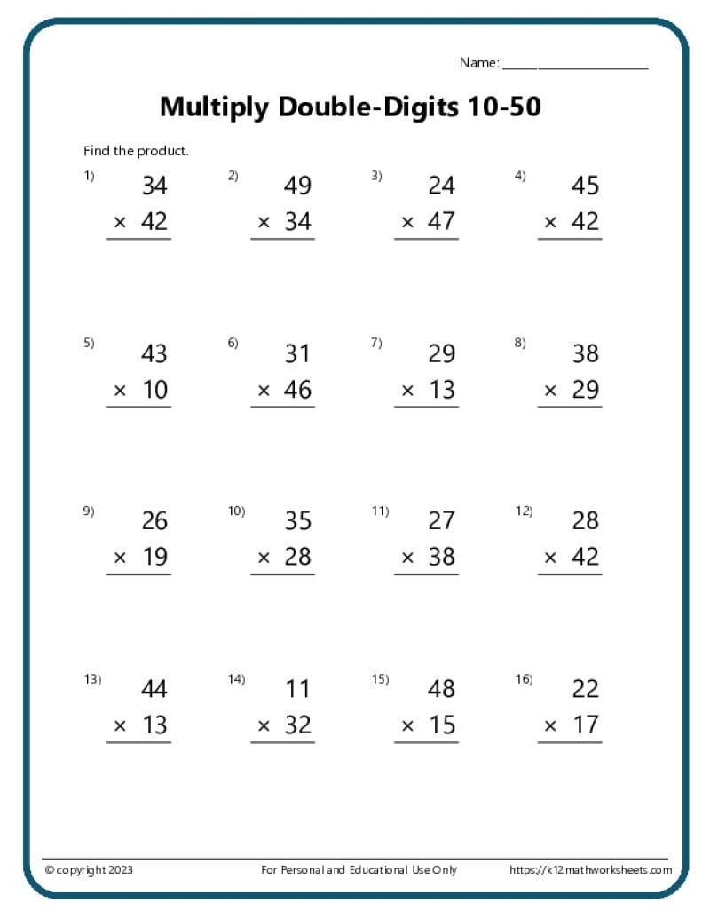 Maths Tables Practice Worksheets