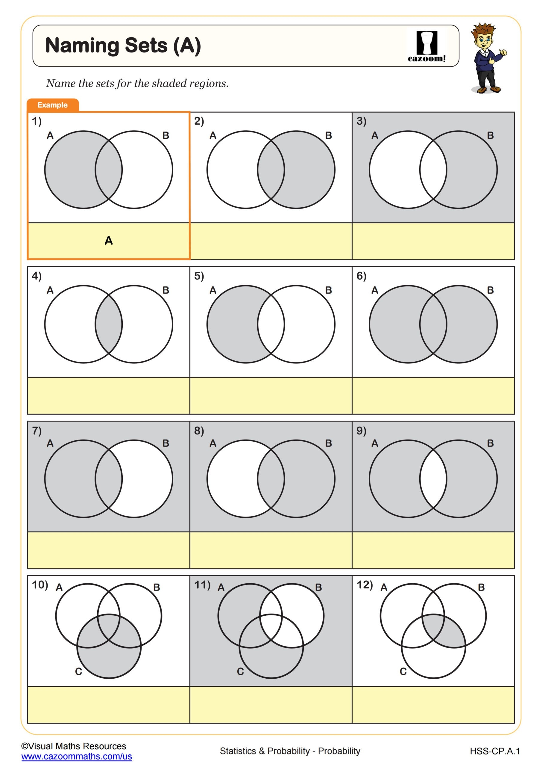 Naming Sets A Worksheet PDF Printable Statistics U0026 Probability Worksheet