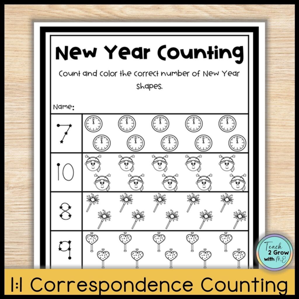 New Year Count U0026 Color Numbers 6 10 Worksheets For Kindergarten Math Centers Classful