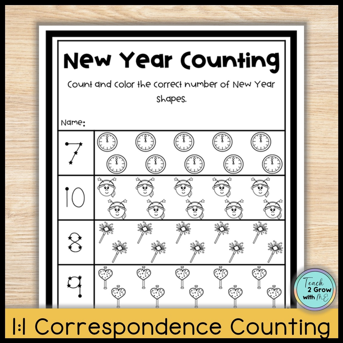 New Year Count U0026 Color Numbers 6 10 Worksheets For Kindergarten Math Centers Classful