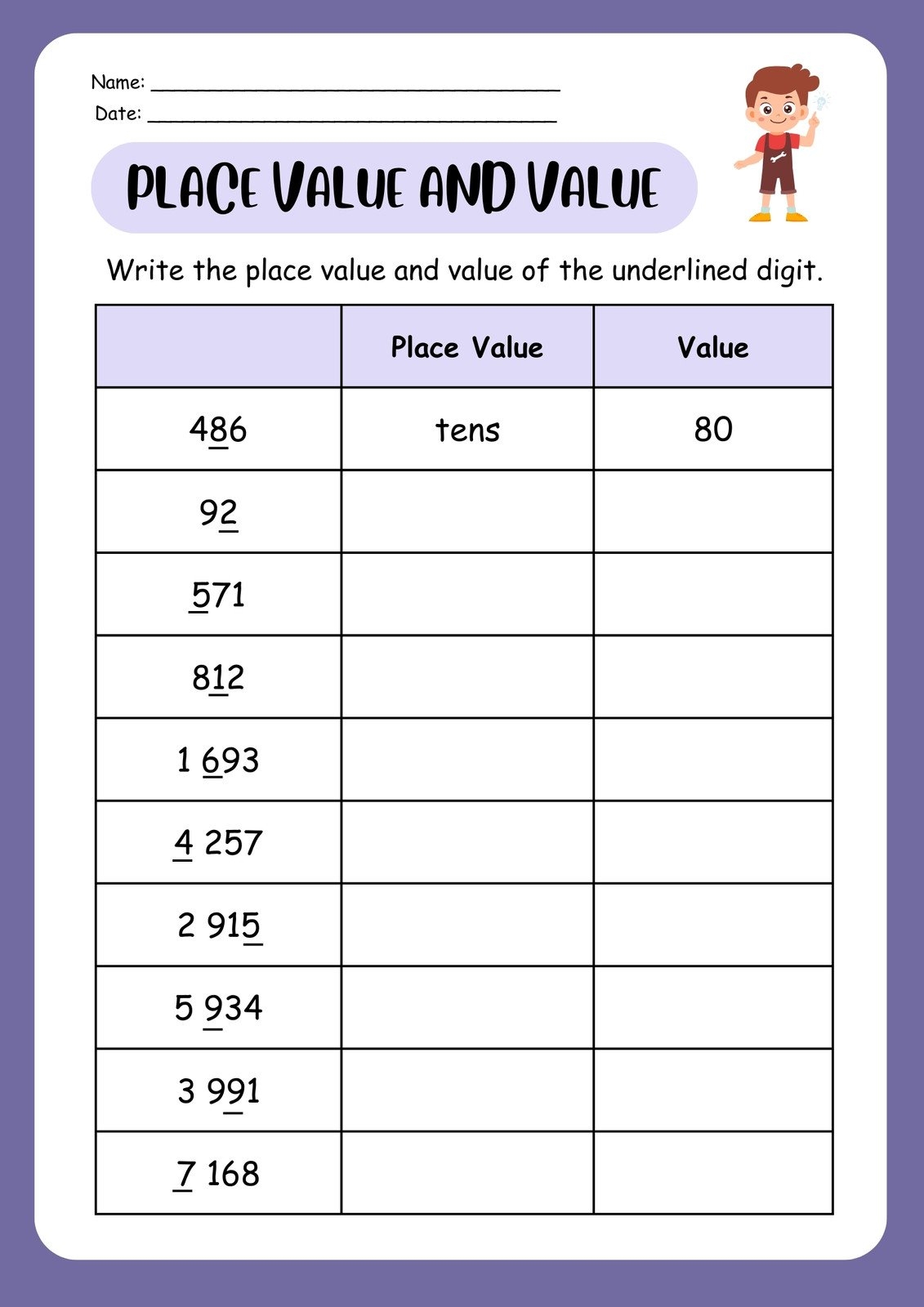 Page 4 Free Printable 2nd Grade Math Worksheet Templates Canva