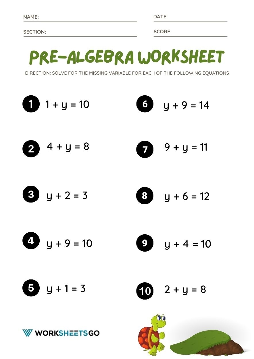 Pre algebra Fun Worksheets WorksheetsGO