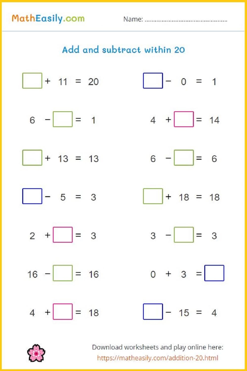 Printable 1st Grade Math Worksheets PDF Free Download