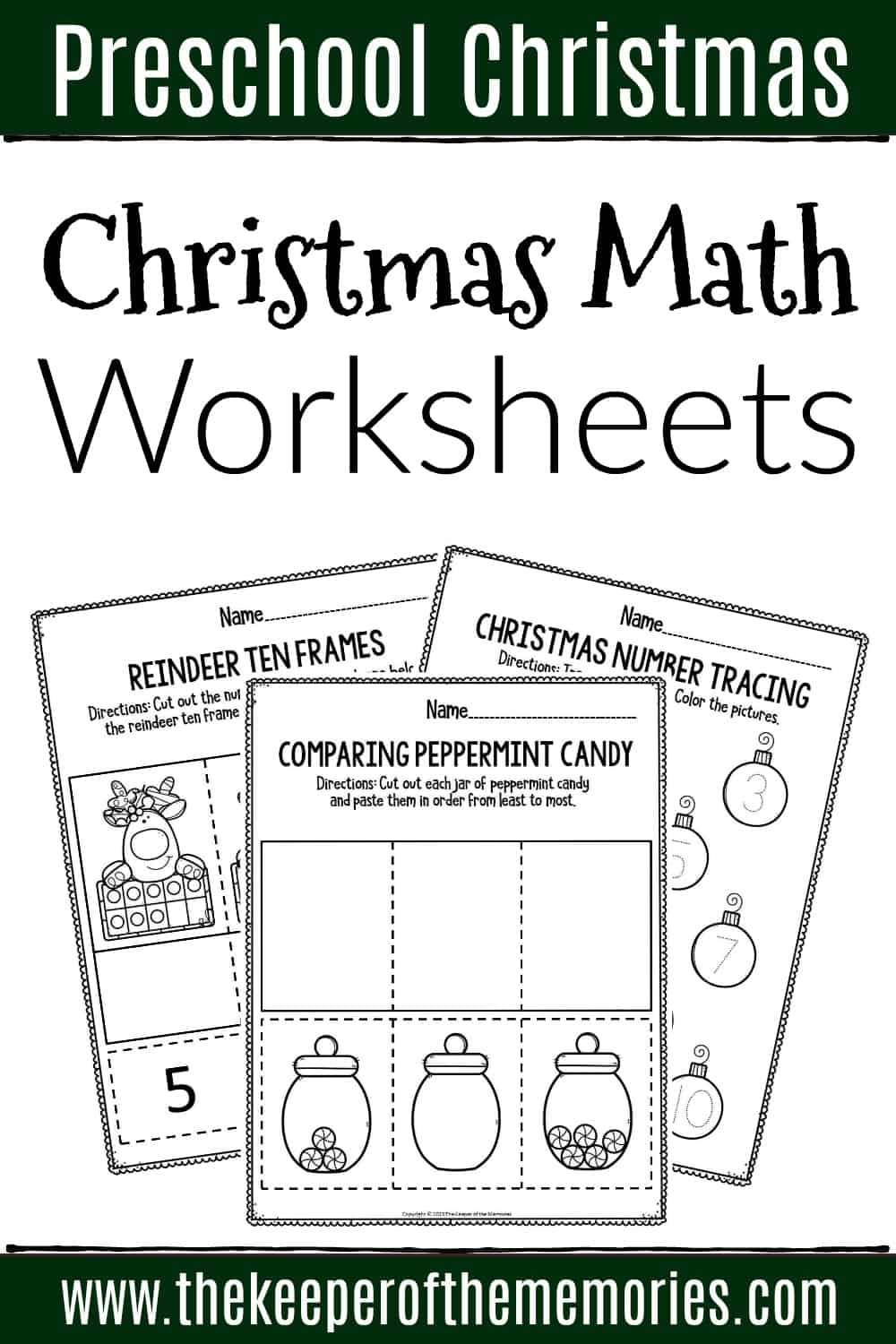 Kindergarten Math Christmas Worksheets