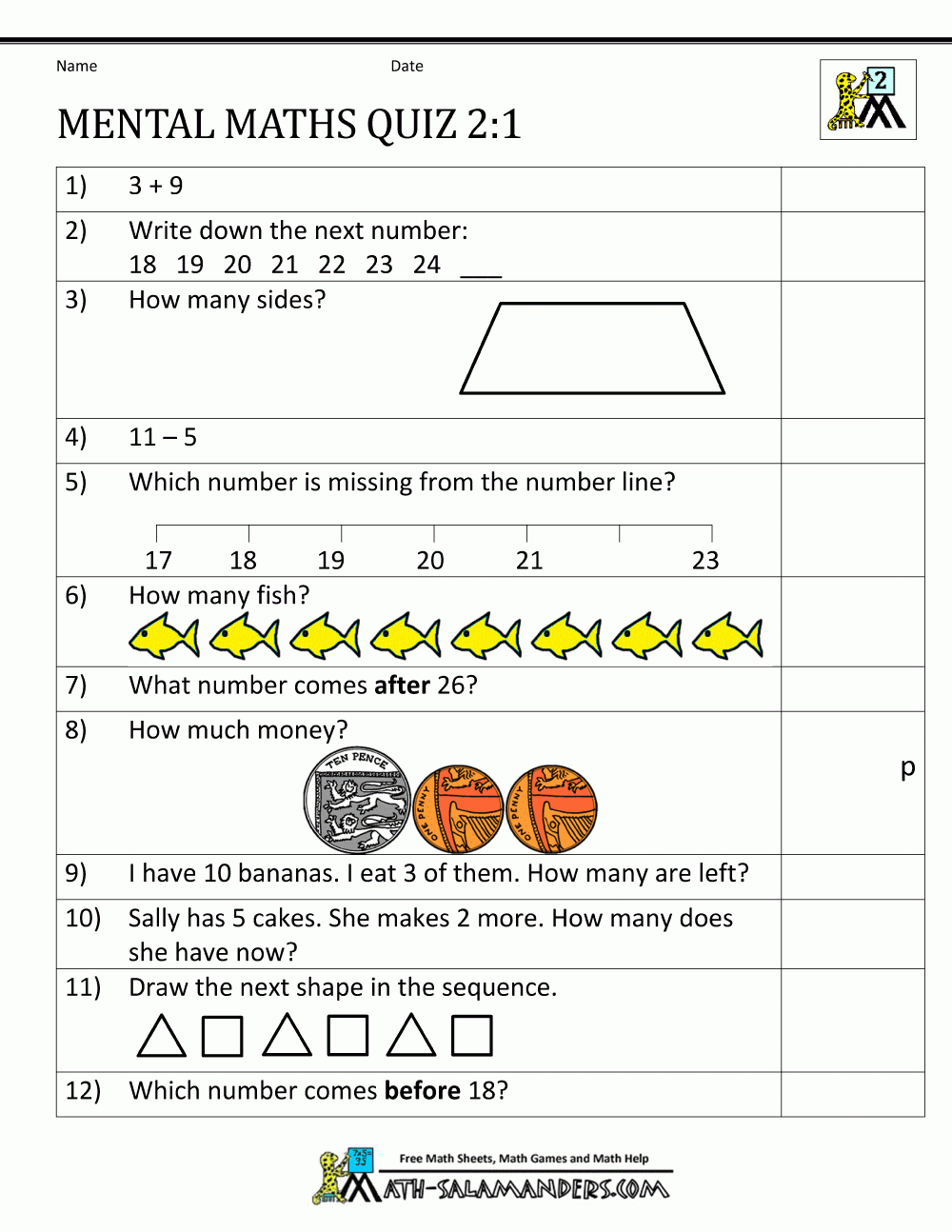 Math Worksheets For Grade 2