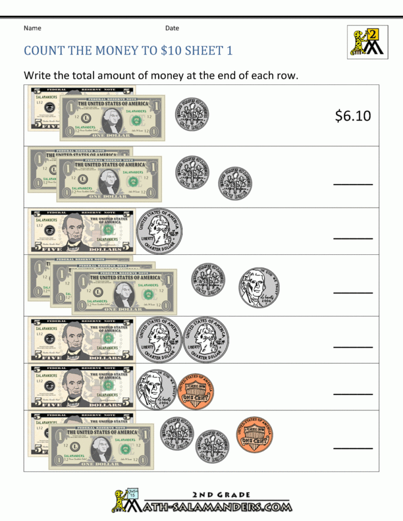 Math Currency Worksheets