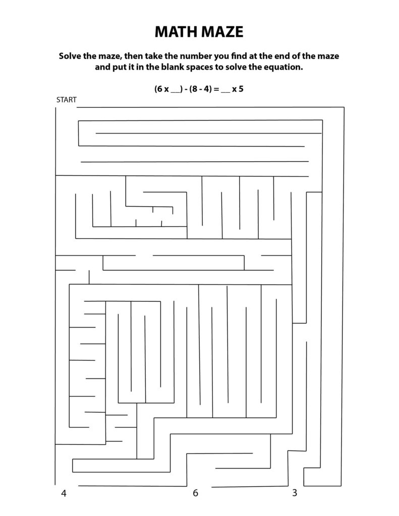 Maze Math Worksheets