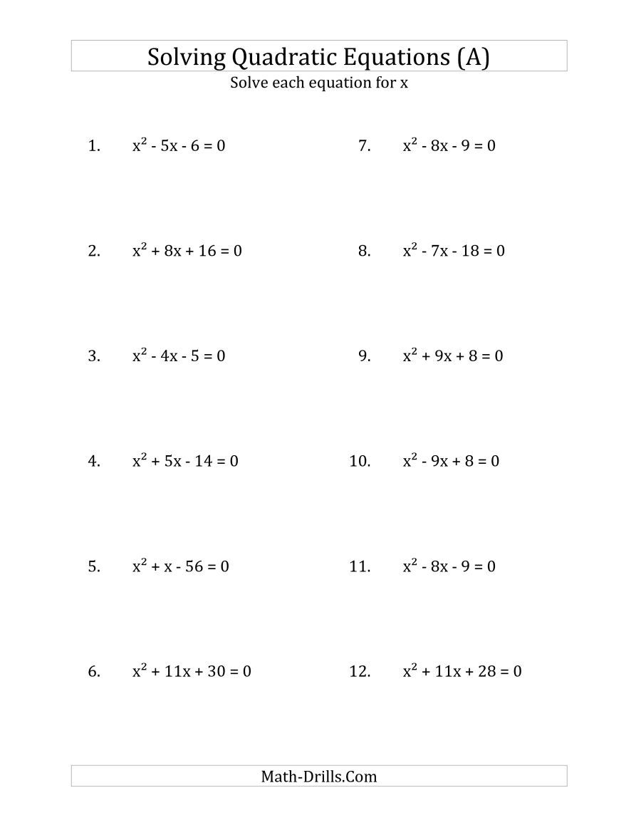 Quadratic Formula Math 154B Solving Using The Quadratic Formula Worksheets Library