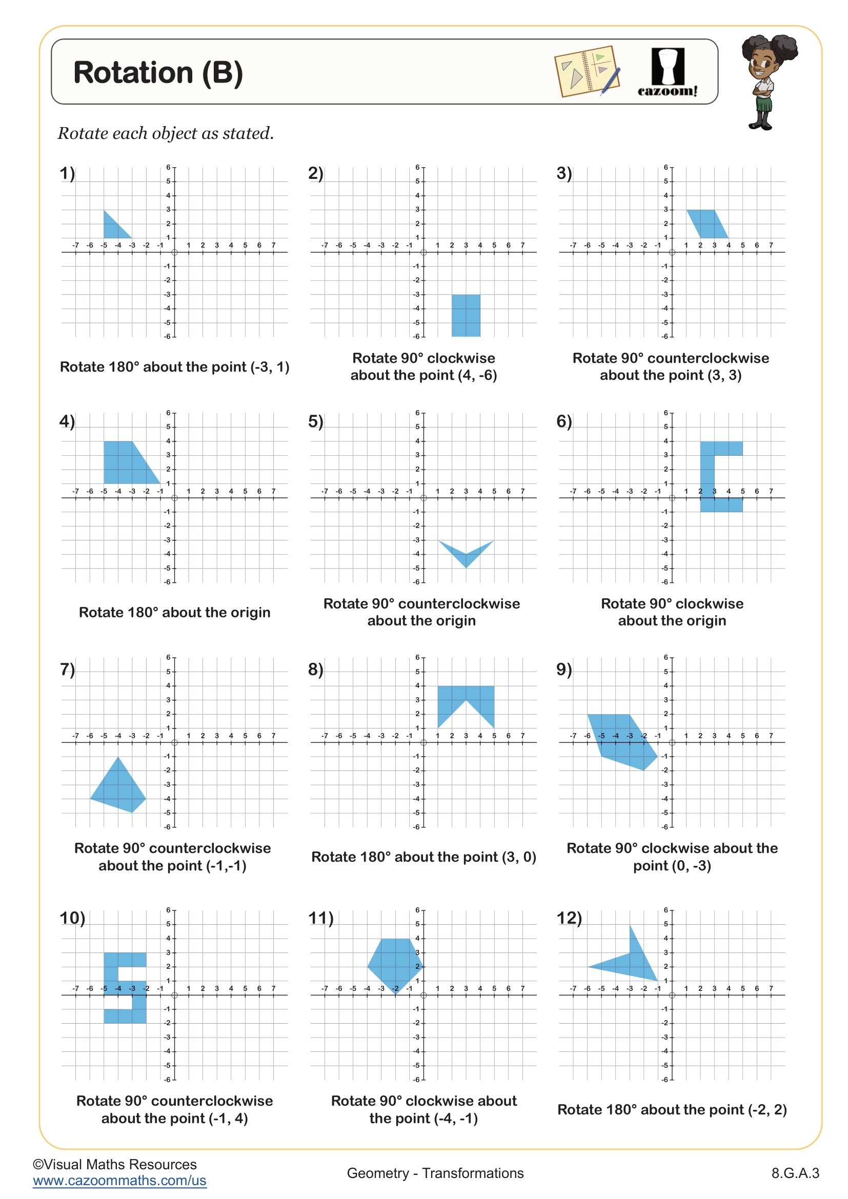 Rotation B Worksheet Fun And Engaging 8th Grade IM 1 And 