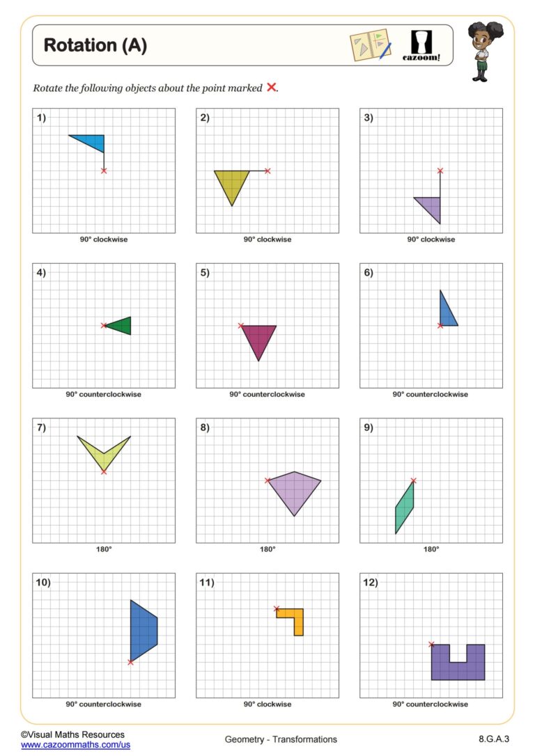 Rotations A Worksheet PDF Printable Geometry Worksheet