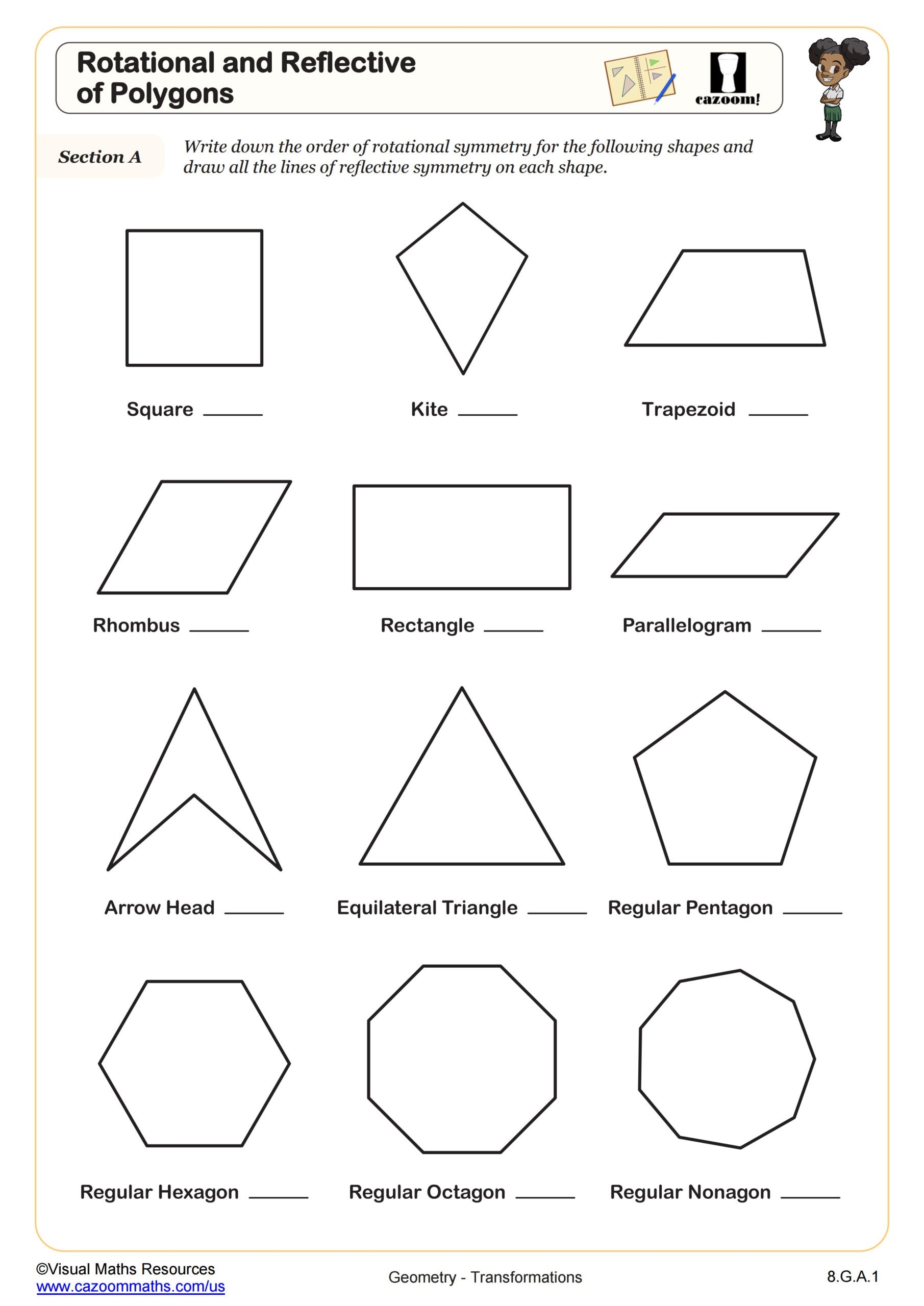 Reflection Math Worksheet Pdf