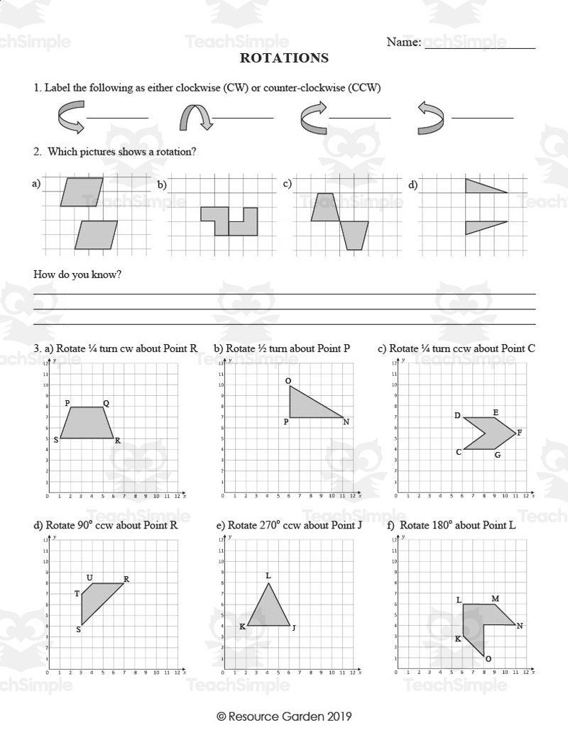 Rotation Math Worksheet