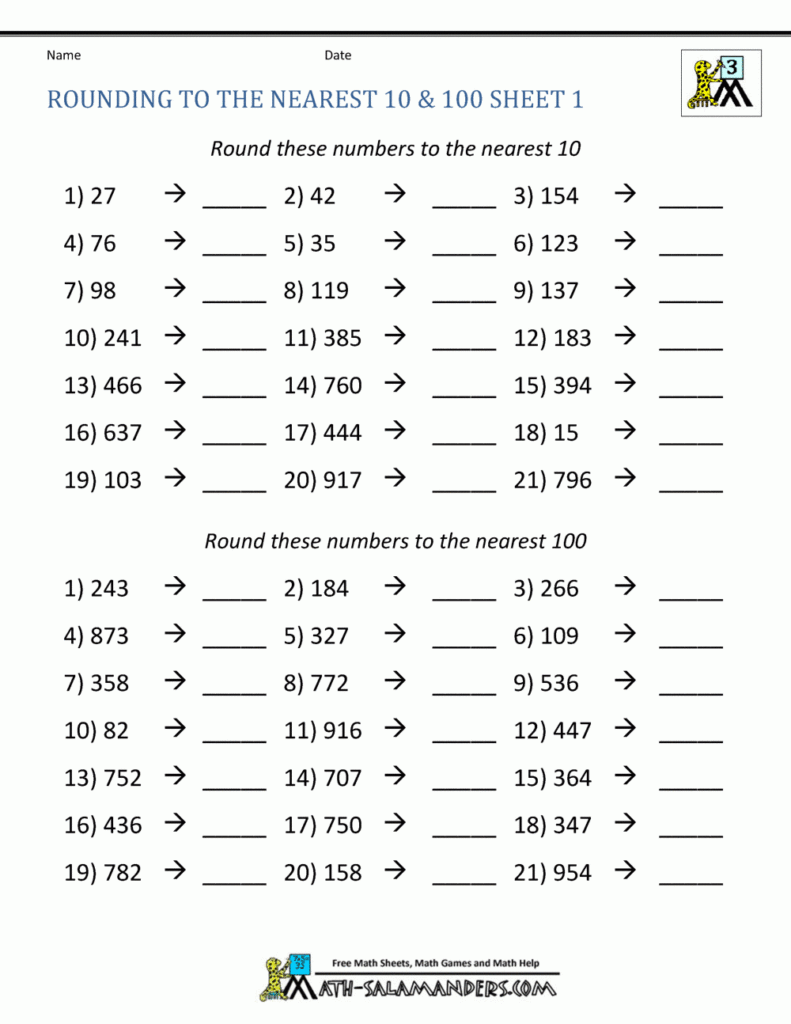 Round Off Math Worksheets