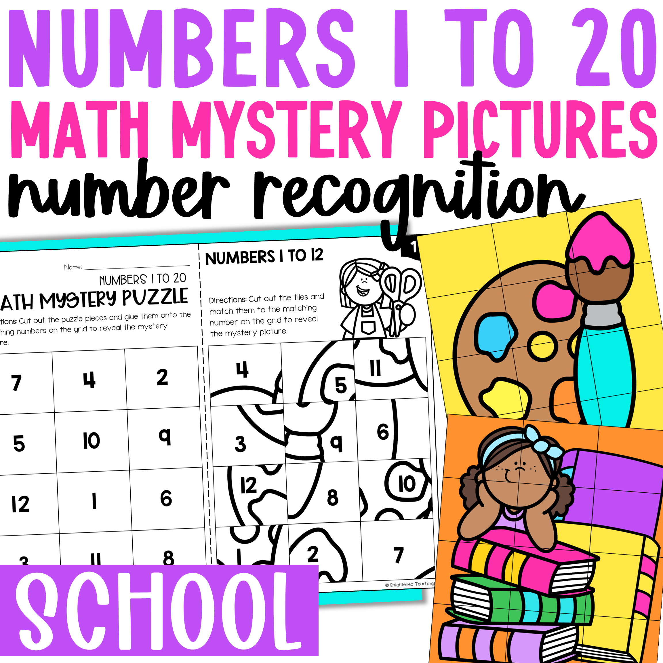 School Numbers To 20 Worksheets Math Mystery Puzzles School Number 