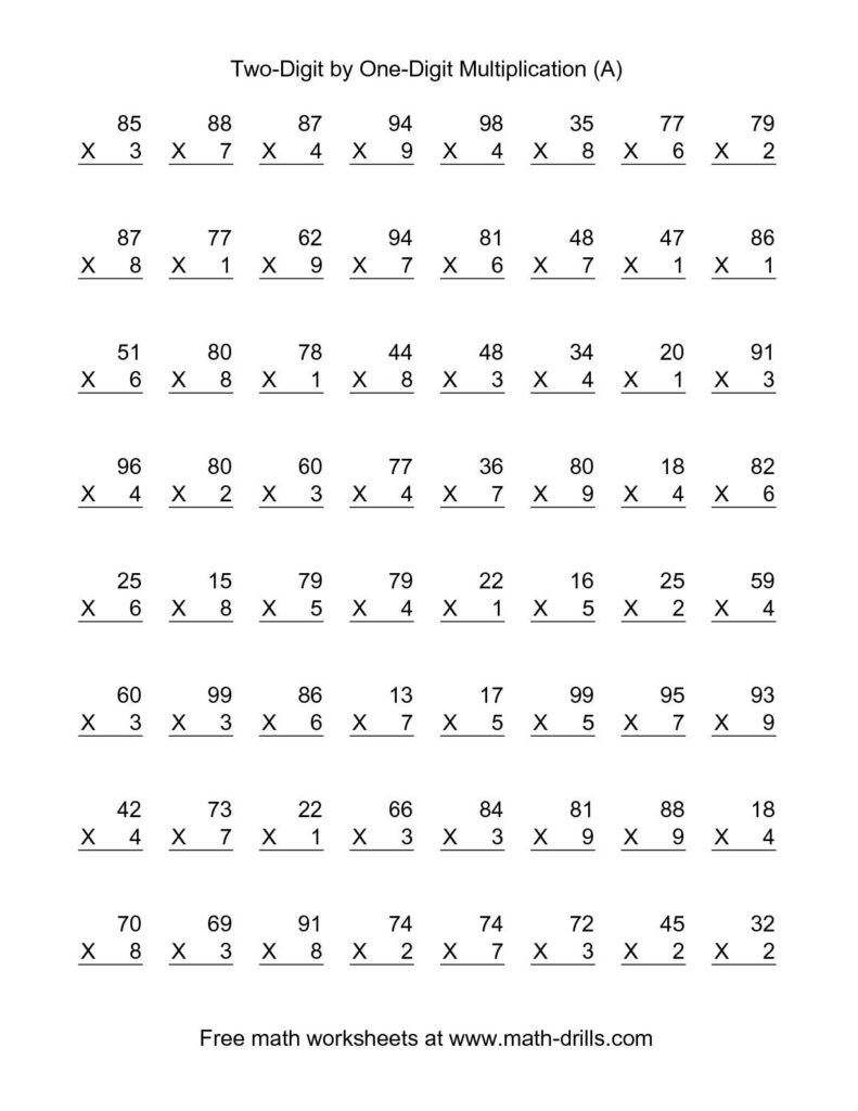 Multiplication Math Worksheets For 2nd Graders