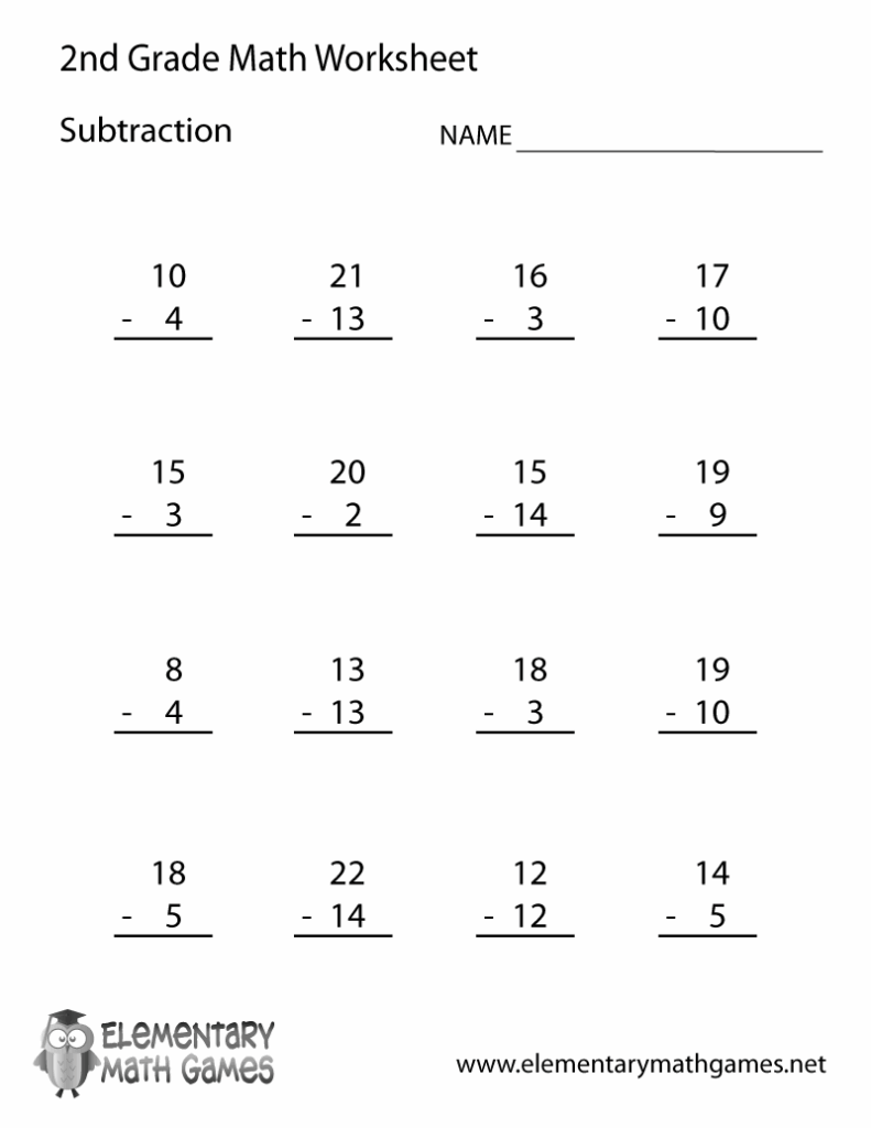 2nd Grade Math Worksheets Subtraction