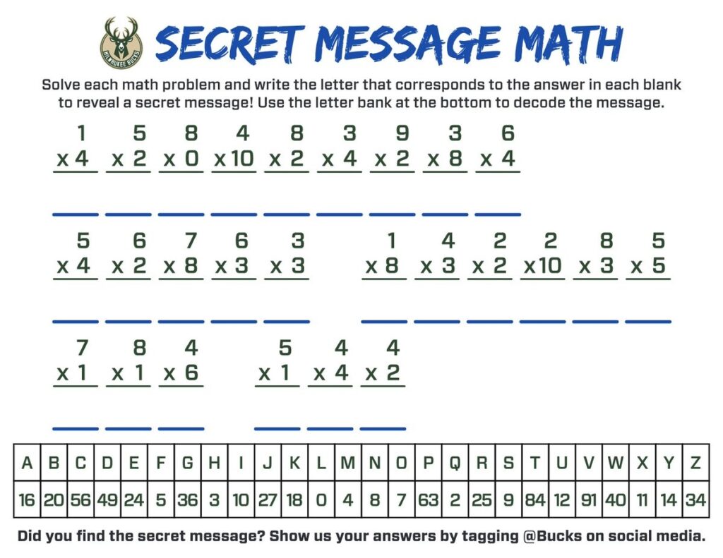 Secret Message Math Worksheet Worksheets Library