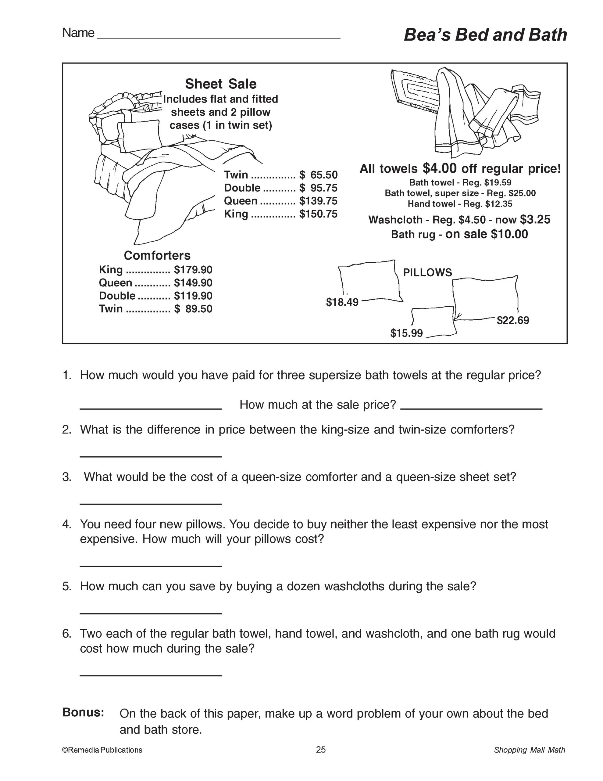 Shopping Mall Math Activity Book R515 