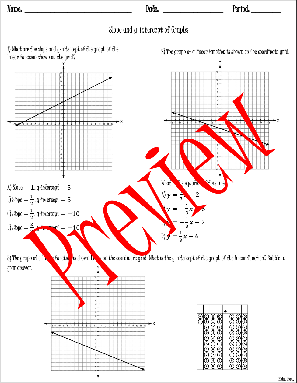 Slope U0026 Y intercept Of Graphs TEK 8 4B 8 4C 8 5I STAAR Level 