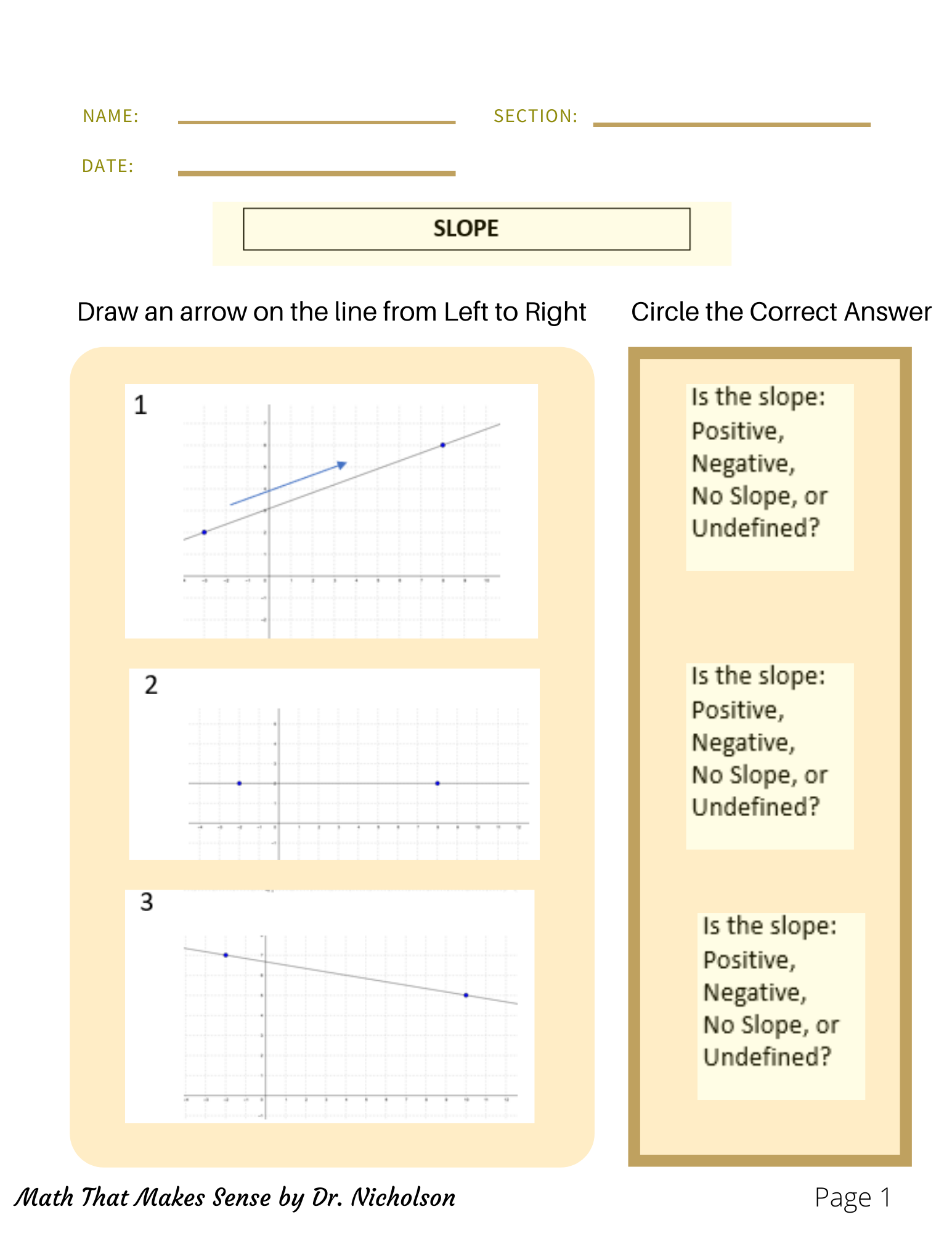 8th Grade Math Slope Worksheets