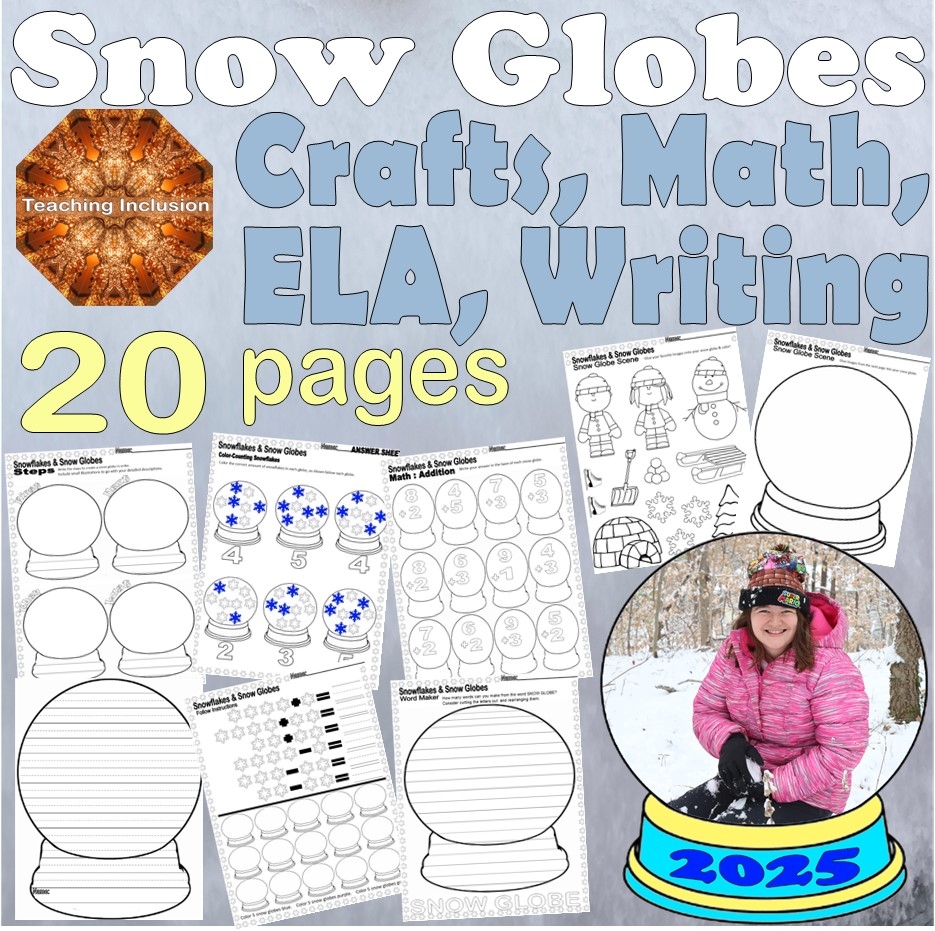 Snow Globes Winter Fun NO PREP Activities Writing Crafts Math ELA 