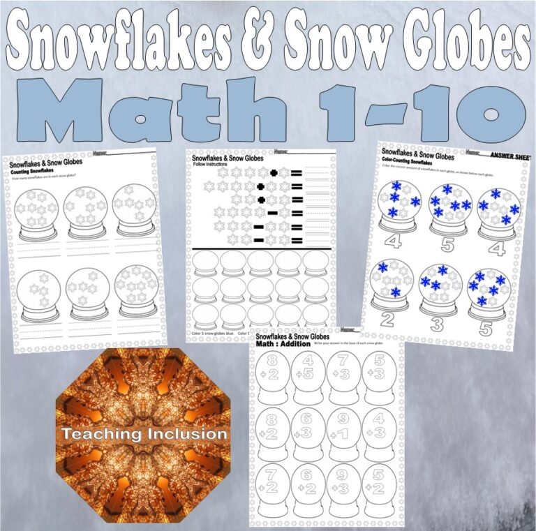Snowflakes U0026 Snow Globes Winter Math Numbers 1 10 Addition