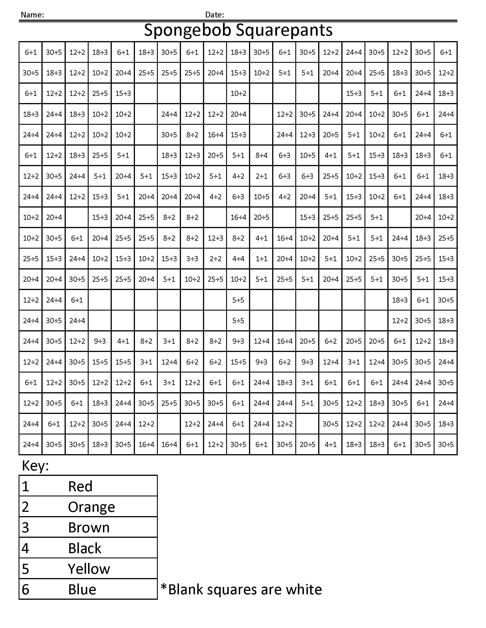 Math Division Coloring Worksheets
