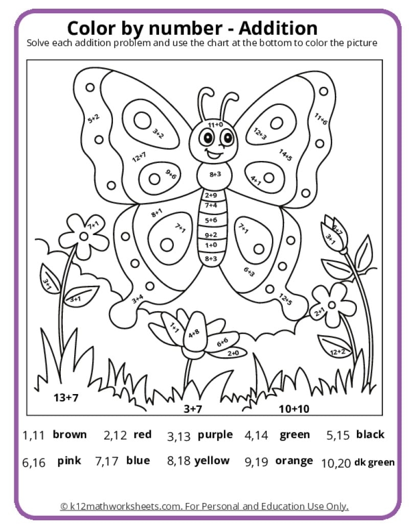 Coloring Math Worksheets Kindergarten