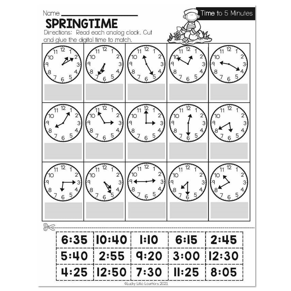 Spring Early Finishers 2nd Grade Math Time To 5 Minutes Springtime Lucky Little Learners