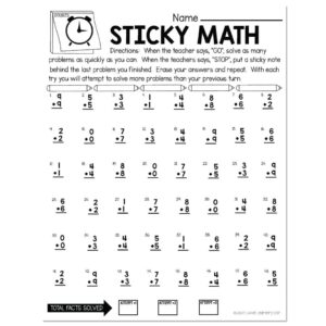 Doubles Math Facts Worksheets