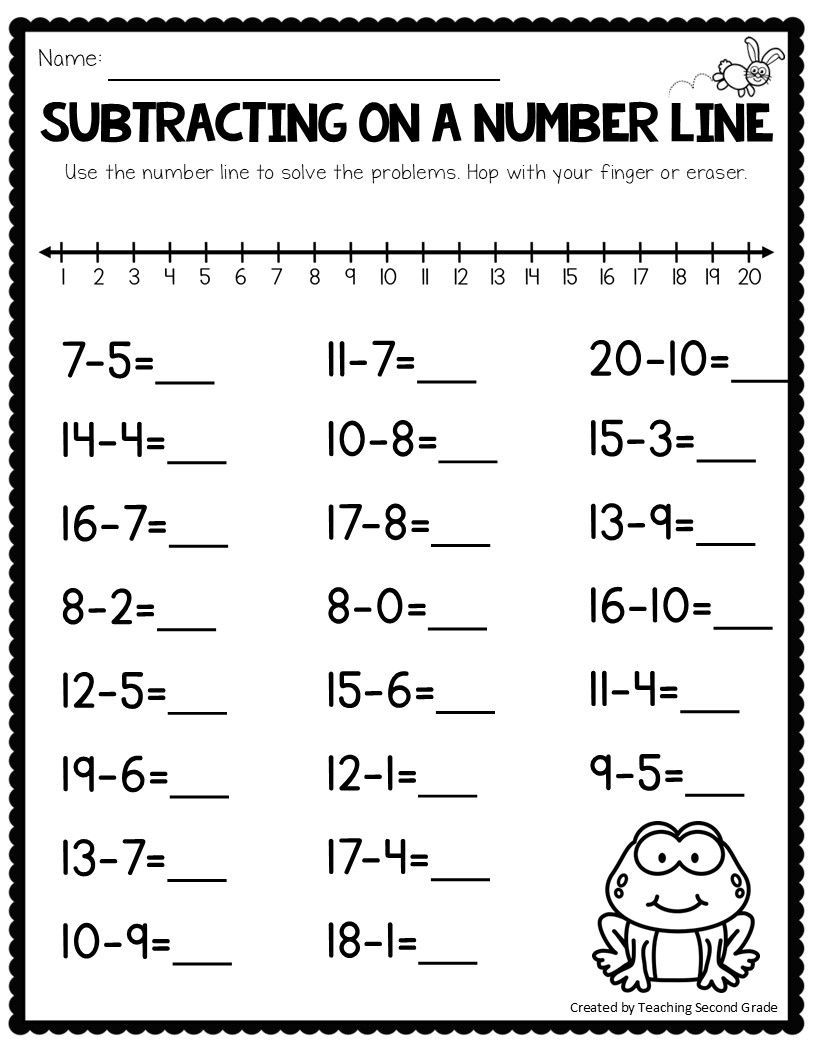 Subtracting Using A Number Line Worksheets No Prep Math Worksheets 1st 2nd Grade