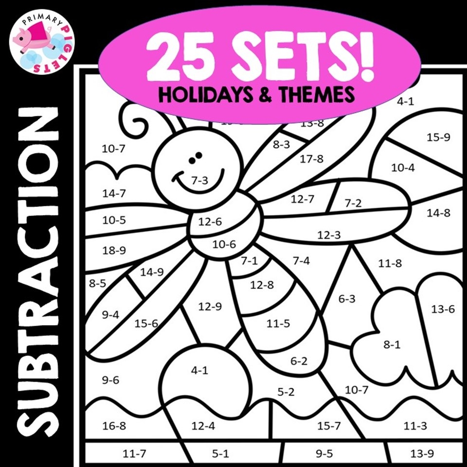 Subtraction Color By Code Subtraction Color By Number Subtraction 