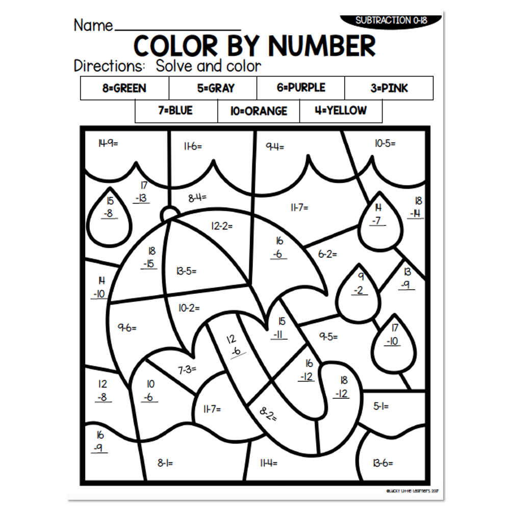 Color By Number Math Worksheets