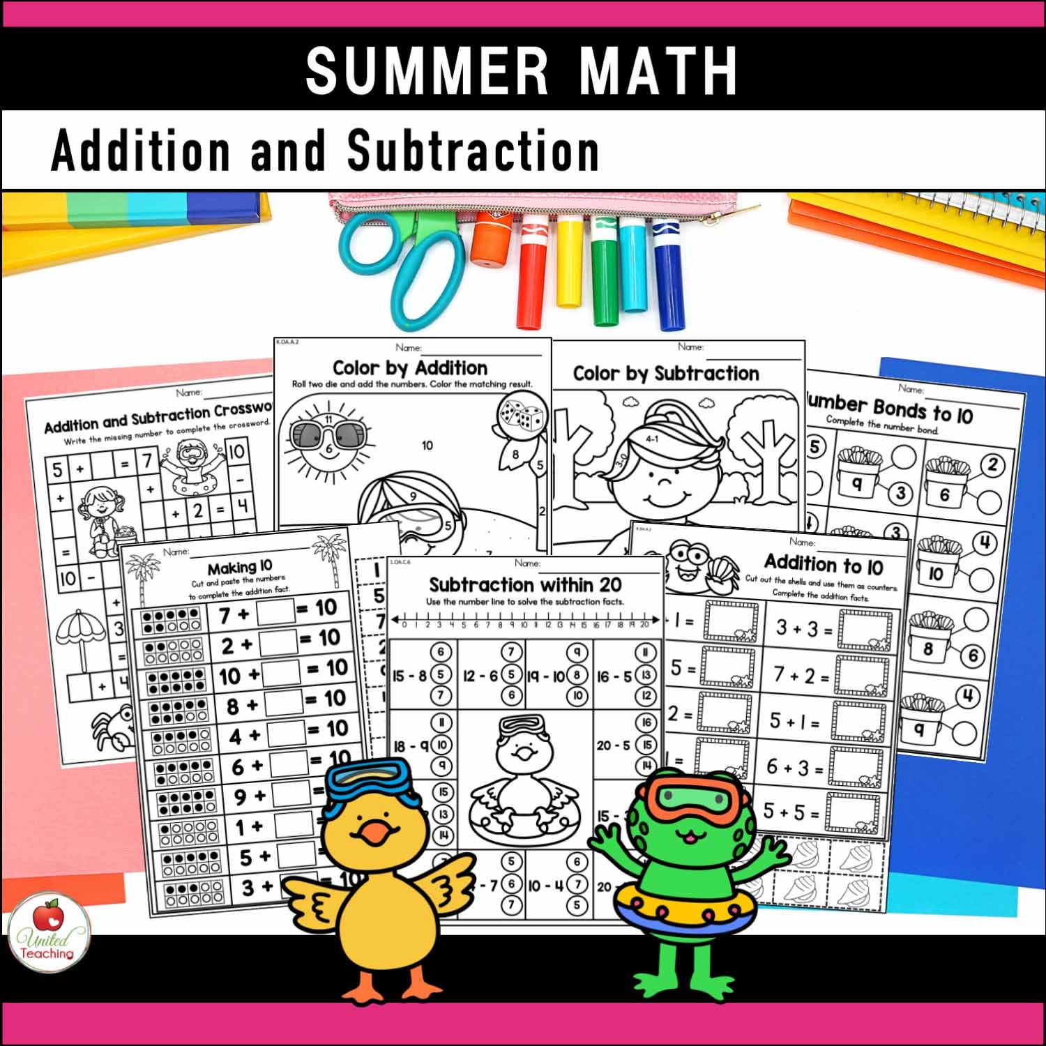 Summer Math Activities Kindergarten Packet United Teaching
