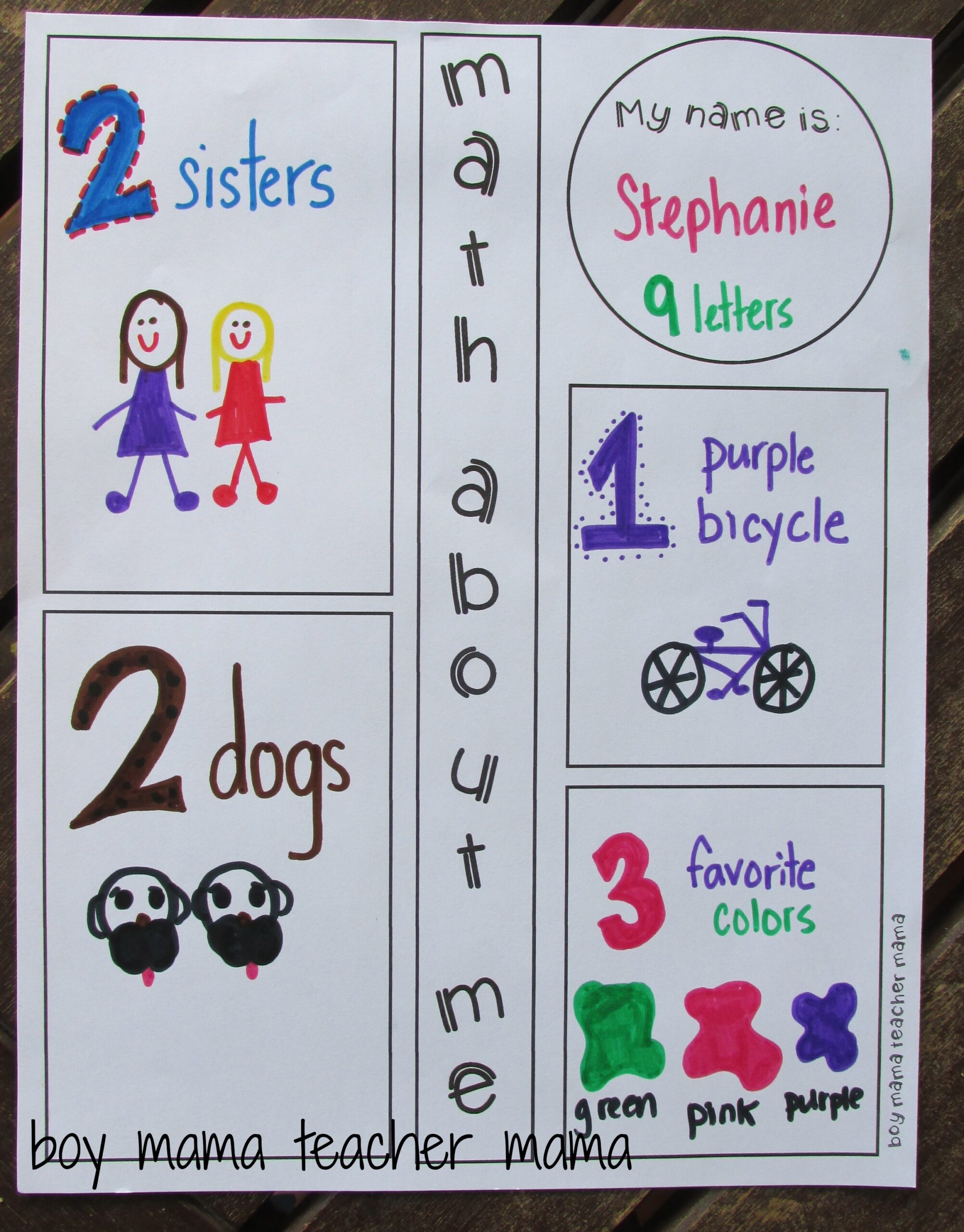 Teacher Mama FREE Printable Math About Me After School Linky 