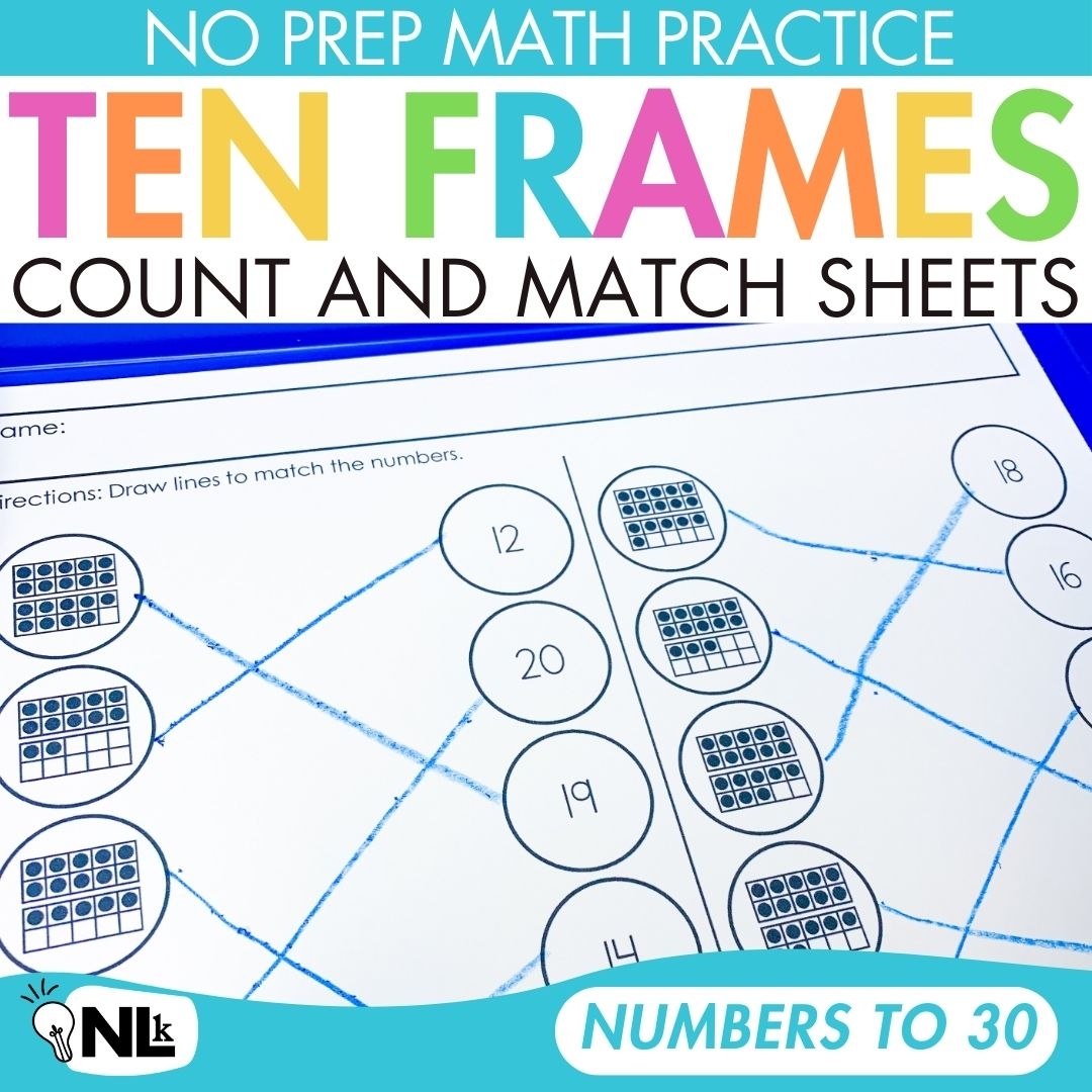 Ten Frame Match Worksheets Numbers To 10 20 30 Kindergarten Math Worksheets