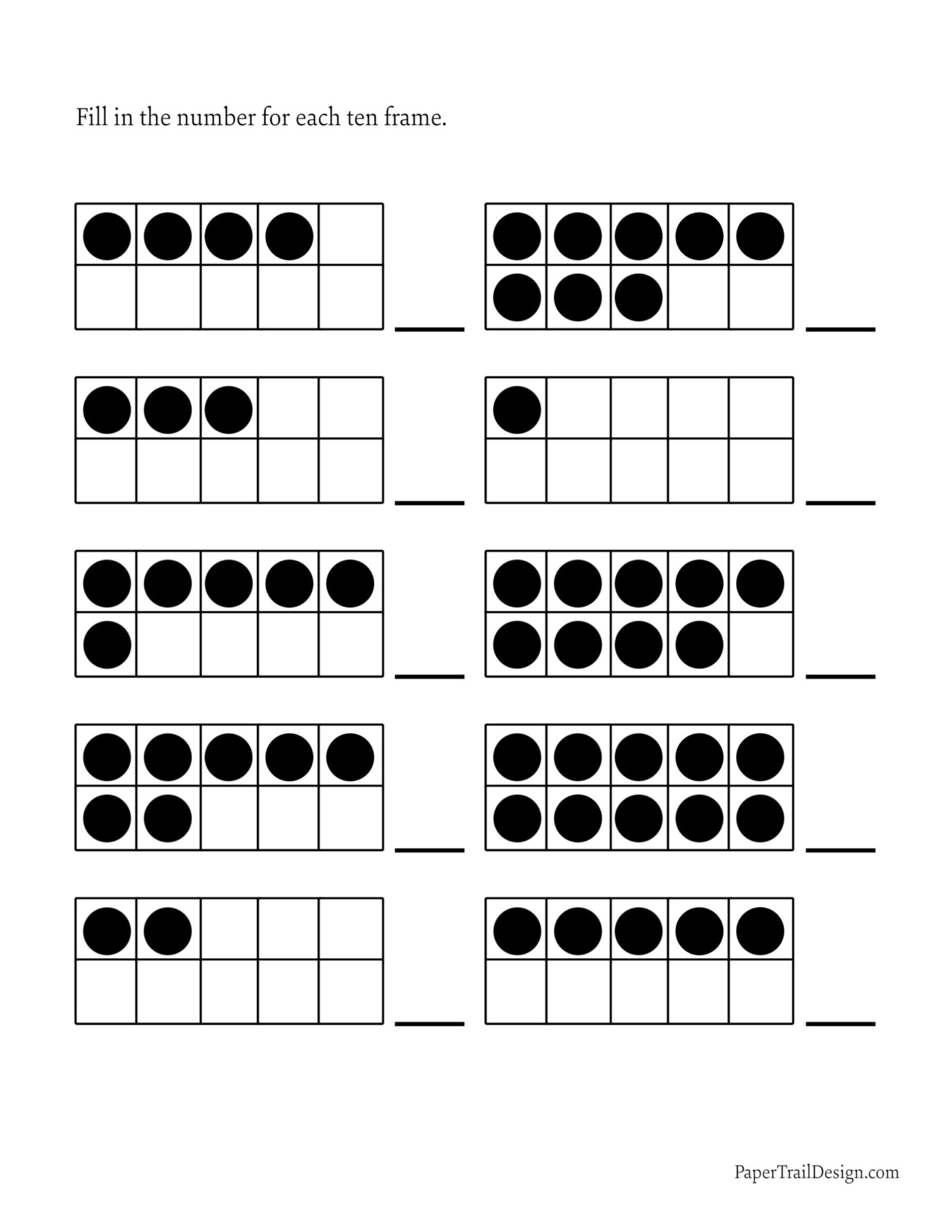 Ten Frame Math Worksheets - Math Worksheets Printable