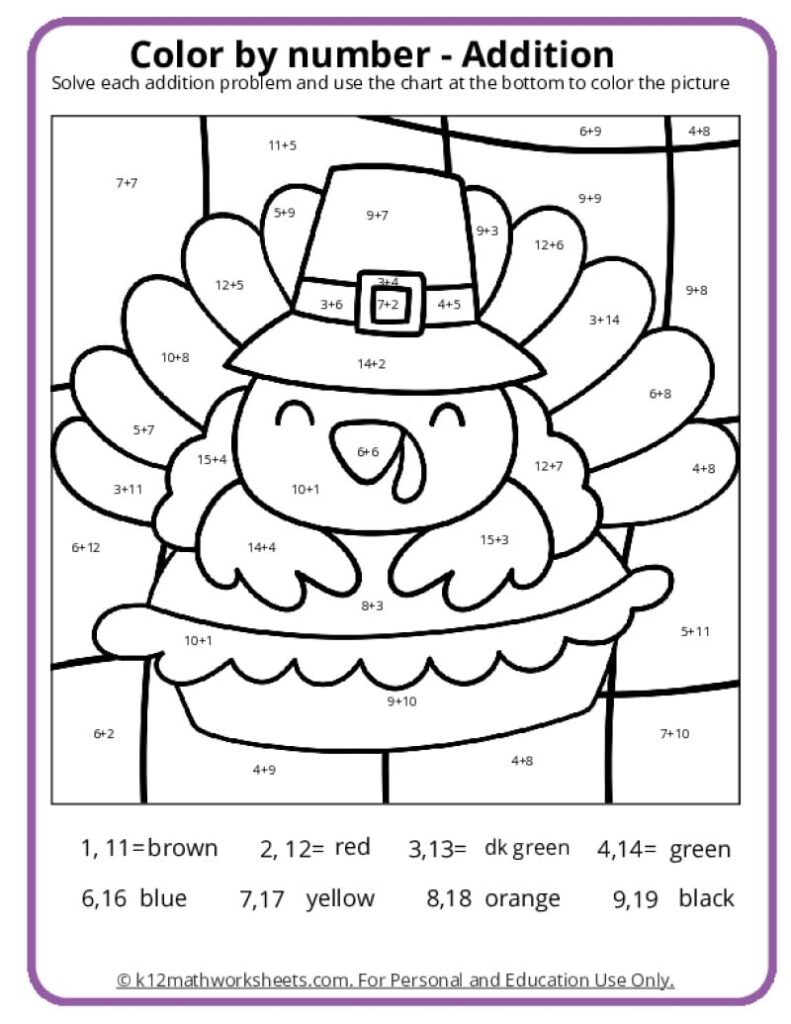 Math Worksheets For Thanksgiving