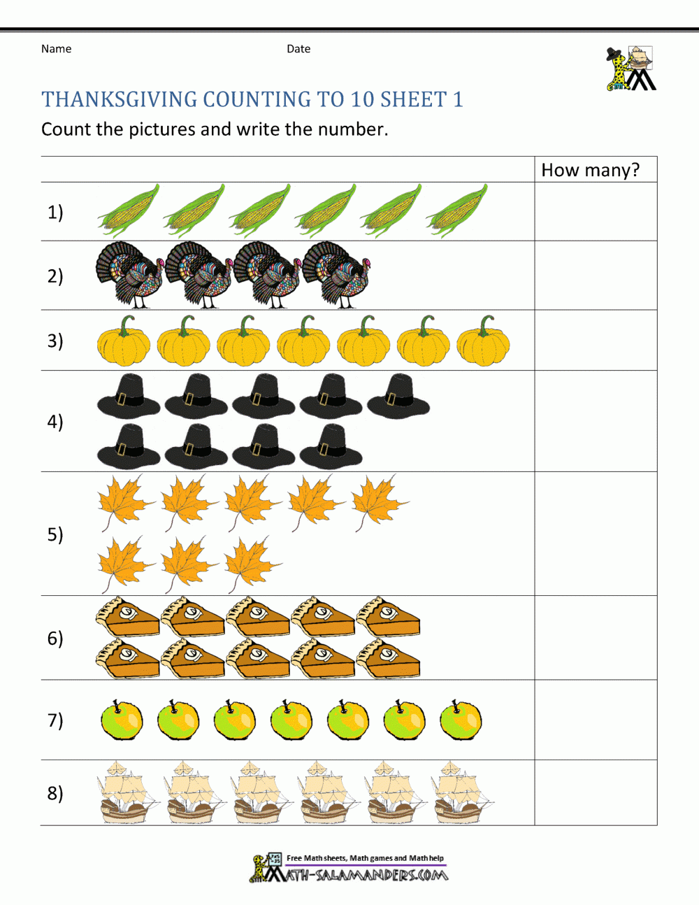 Counting Kindergarten Math Worksheets