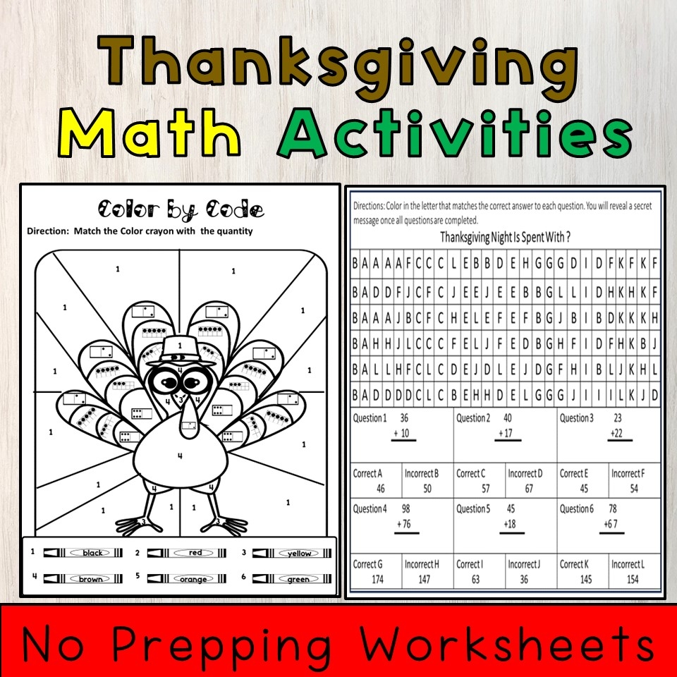 Thanksgiving Math Worksheets