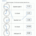 Math Clock Worksheets