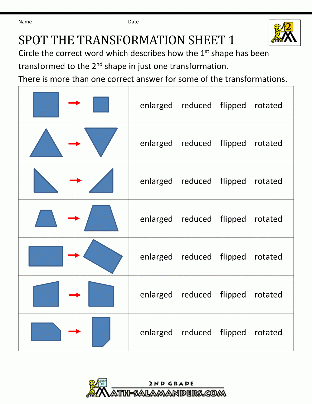 Grade 7 Math Rotation Worksheets