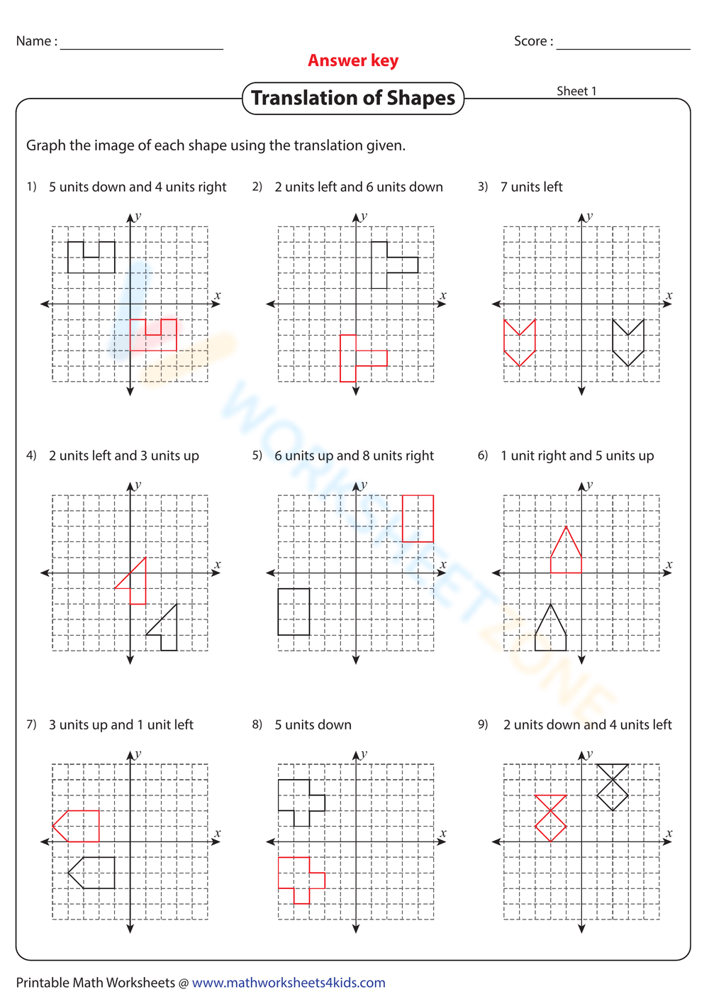Translations Worksheets 2025